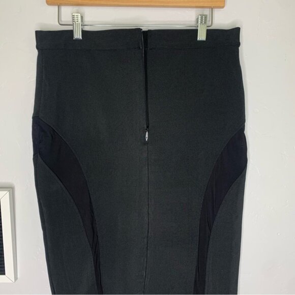Missguided Black Ribbed Bodycon Pencil Skirt w/ Mesh Side Panels Size 12 - Picture 5 of 10